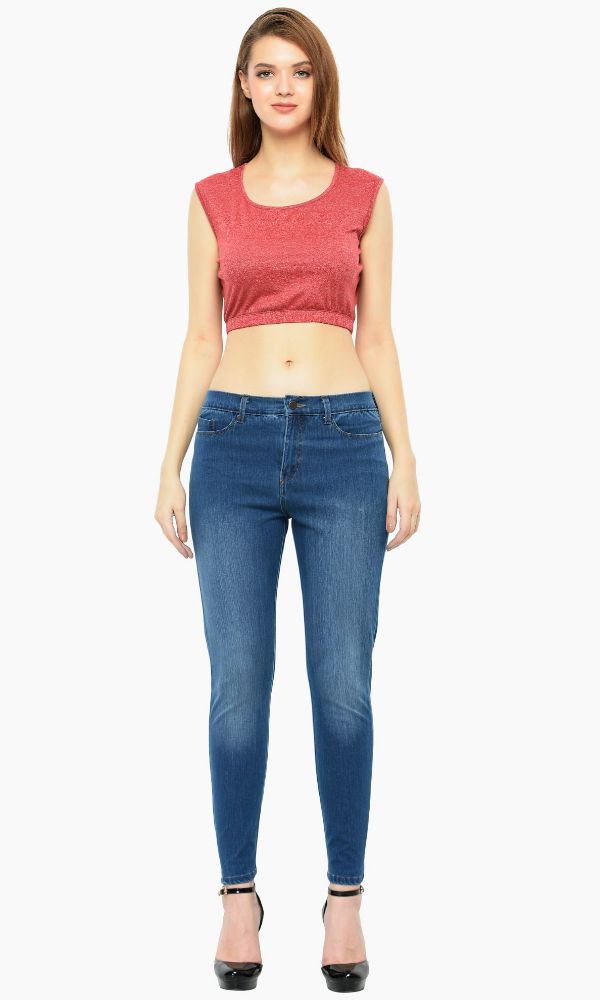 Picture of Frenchtrendz 7113 Cotton Viscose Spandex Blue Jeans For Women