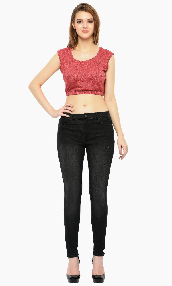 Picture of Frenchtrendz 7113 Cotton Viscose Spandex Black Jeans For Women
