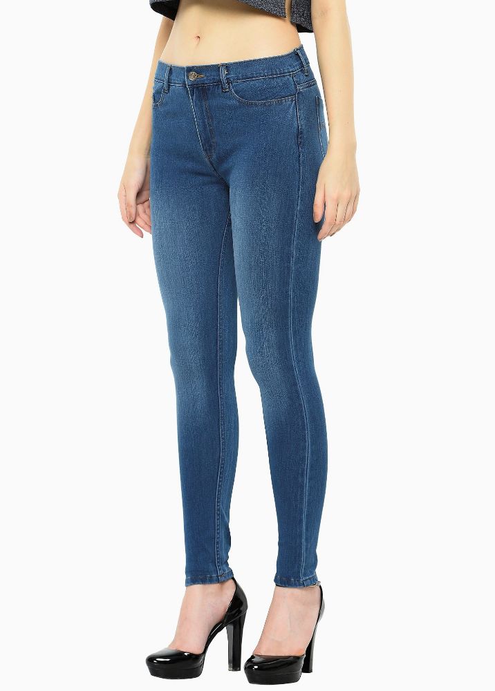 Picture of Frenchtrendz 3111 Cotton Viscose Spandex Blue Jeans For Women