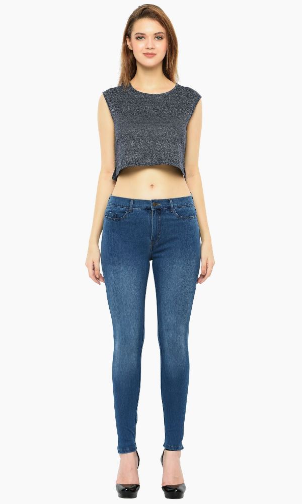 Picture of Frenchtrendz 3111 Cotton Viscose Spandex Blue Jeans For Women