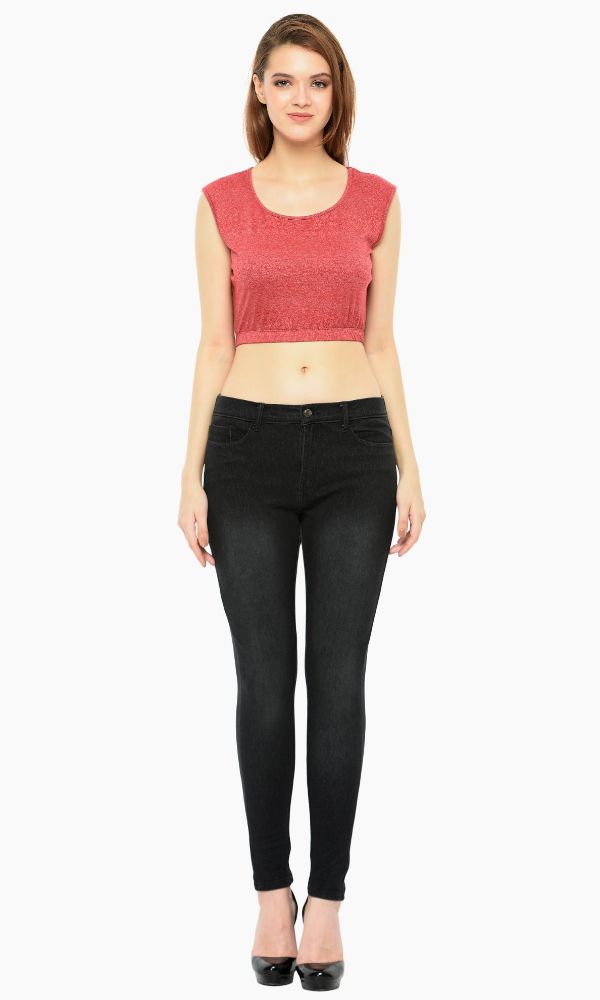 Picture of Frenchtrendz 3111 Cotton Viscose Spandex Black Jeans For Women