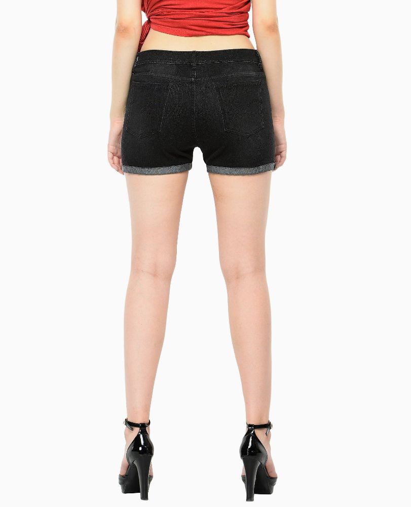 Picture of Frenchtrendz Cotton Modal Spandex Black Wash Denim hot pant