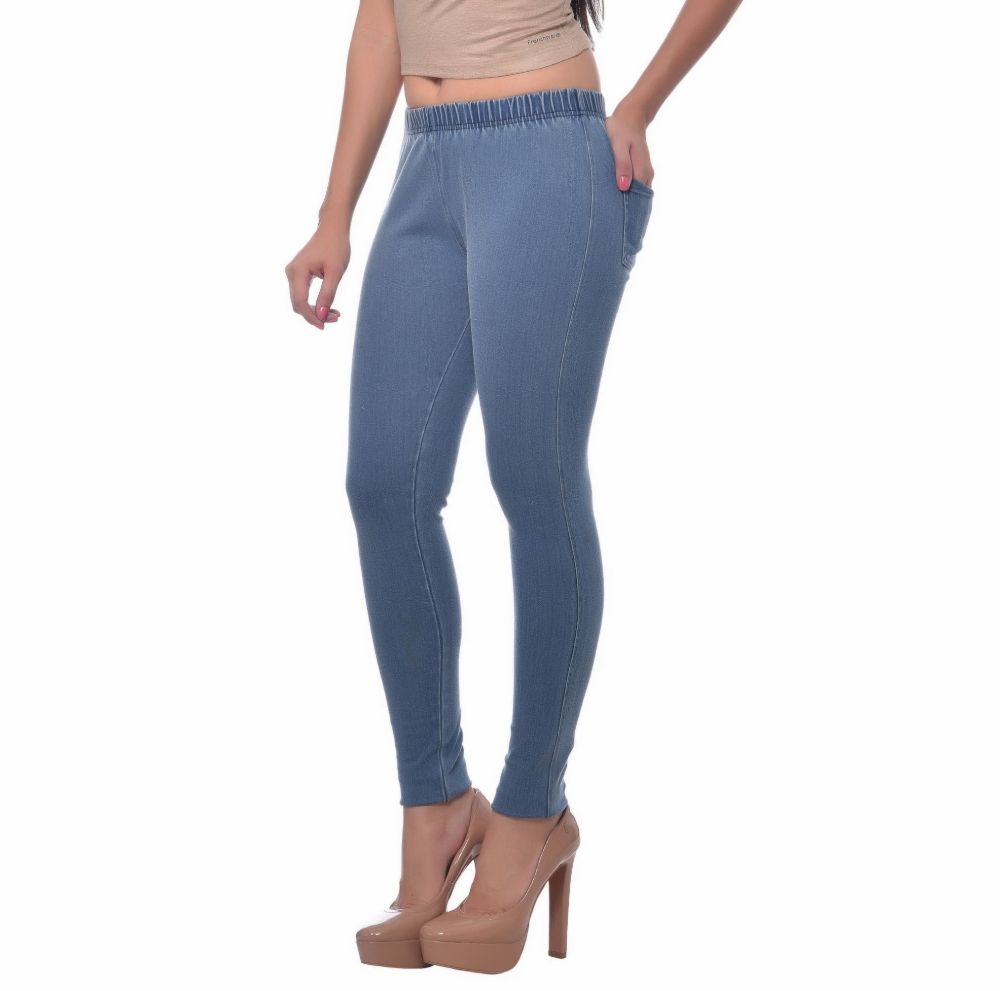 Picture of Frenchtrendz Cotton Modal Spandex Ice Wash Denim Look Jeggings