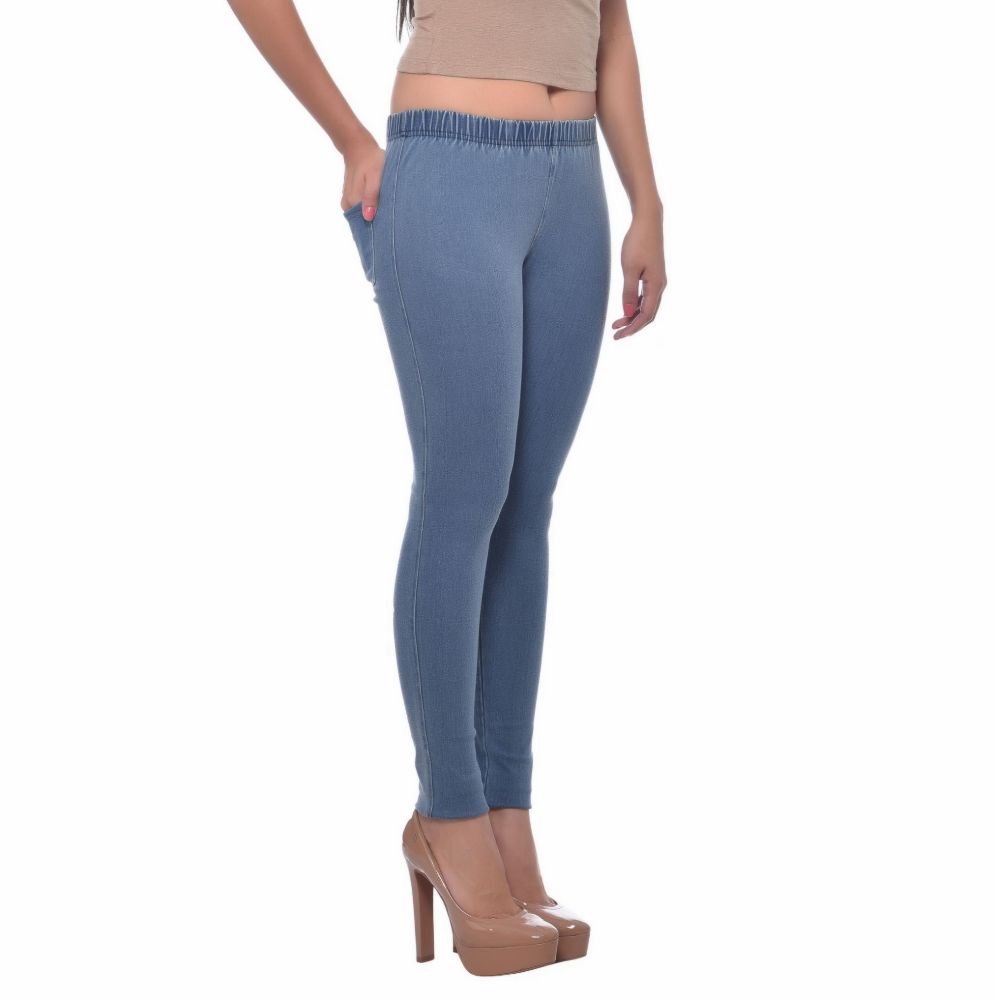 Picture of Frenchtrendz Cotton Modal Spandex Ice Wash Denim Look Jeggings