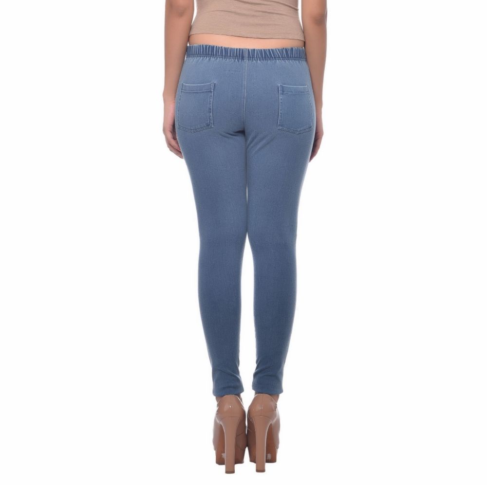 Picture of Frenchtrendz Cotton Modal Spandex Ice Wash Denim Look Jeggings