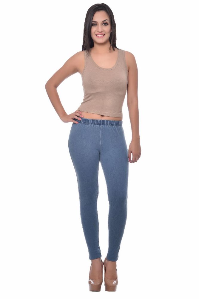 Picture of Frenchtrendz Cotton Modal Spandex Ice Wash Denim Look Jeggings