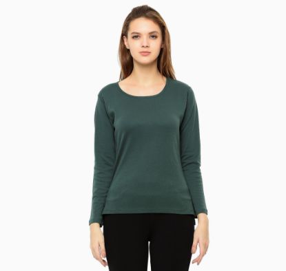 Picture of Frenchtrendz Cotton Interlock Green Full Sleeves Tops