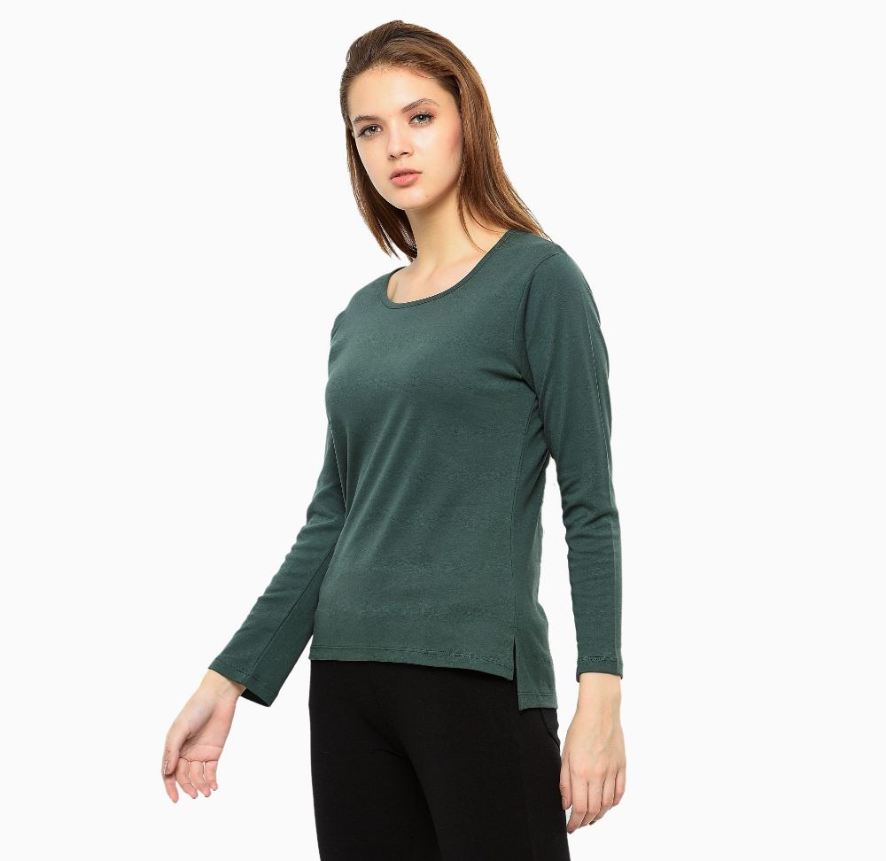 Picture of Frenchtrendz Cotton Interlock Green Full Sleeves Tops