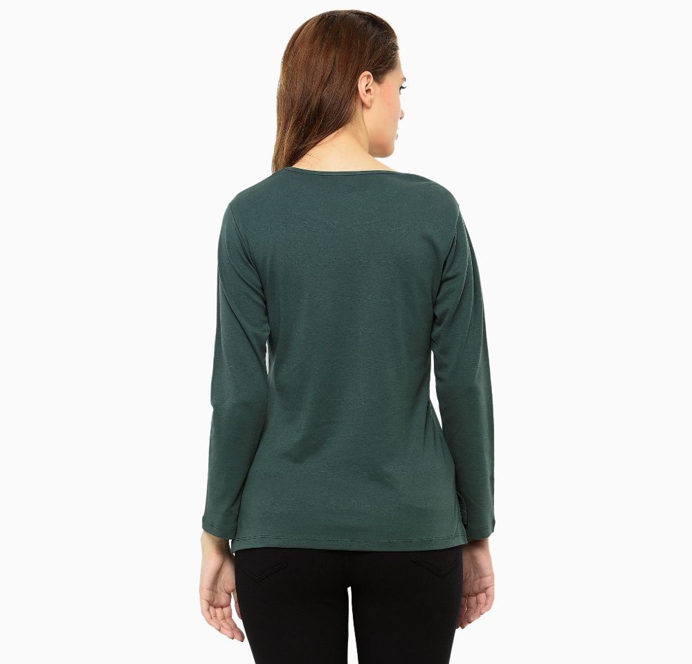 Picture of Frenchtrendz Cotton Interlock Green Full Sleeves Tops
