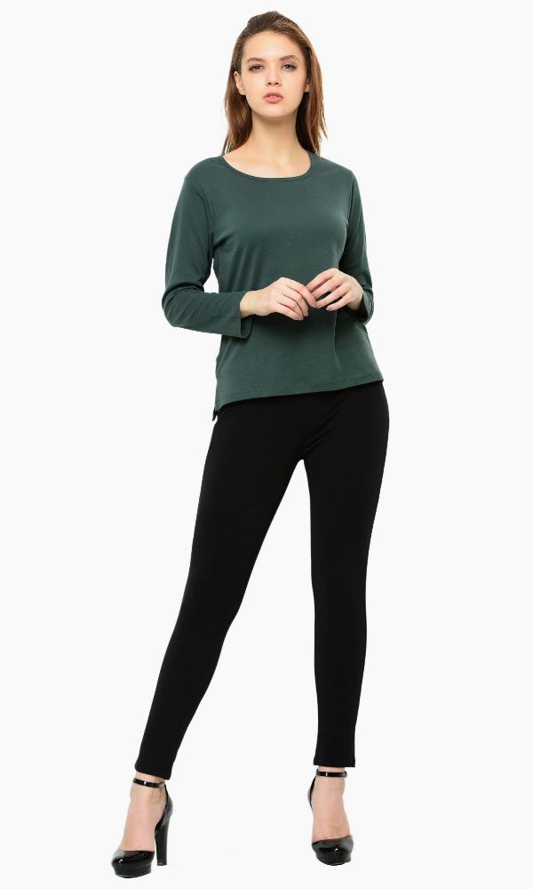 Picture of Frenchtrendz Cotton Interlock Green Full Sleeves Tops