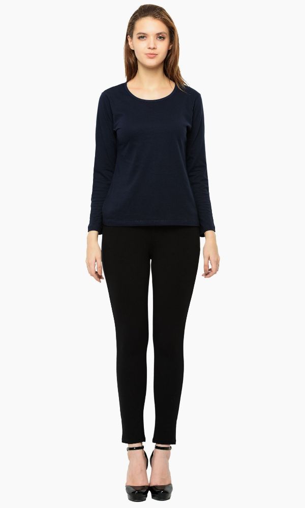 Picture of Frenchtrendz Cotton Interlock Navy Full Sleeves Tops