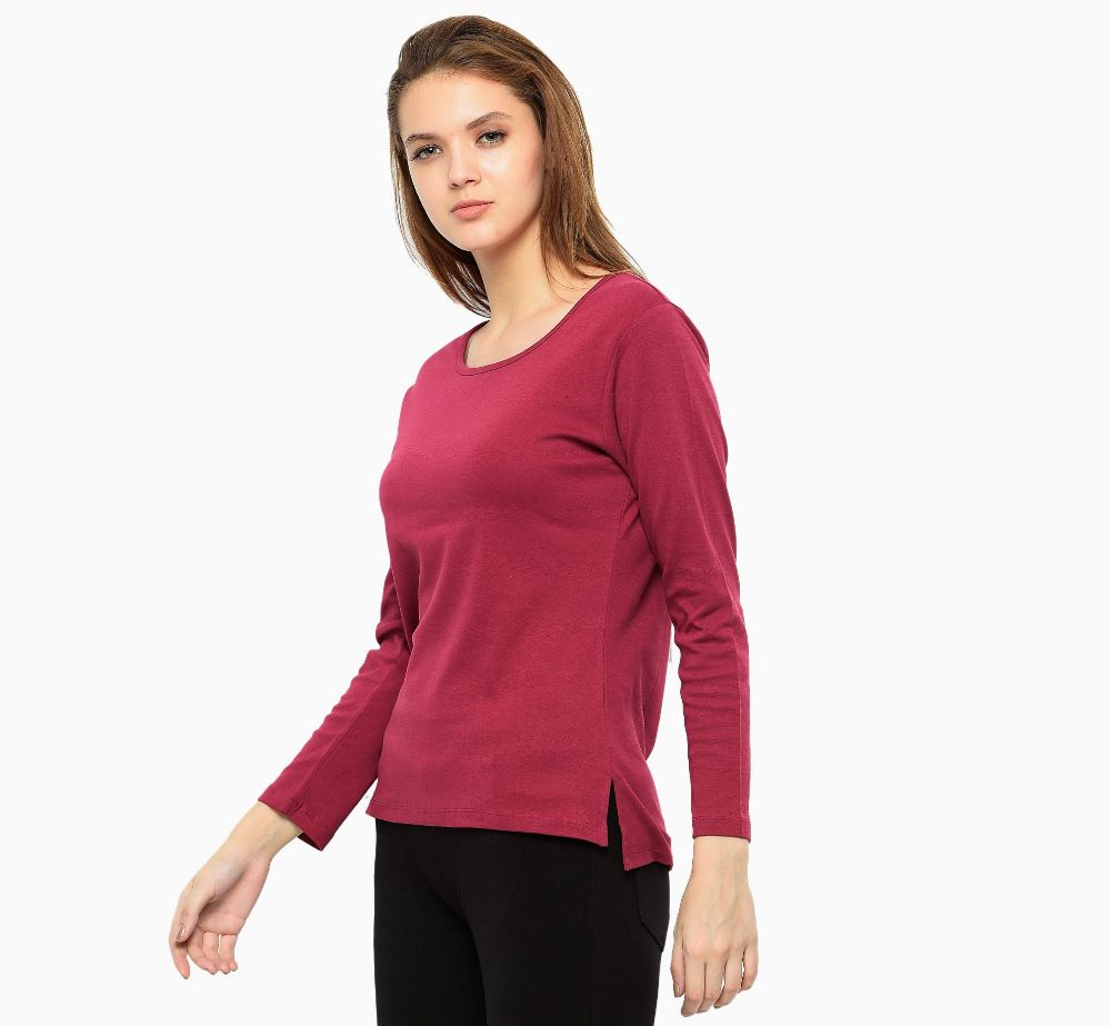 Picture of Frenchtrendz Cotton Interlock Fuchsia Full Sleeves Tops