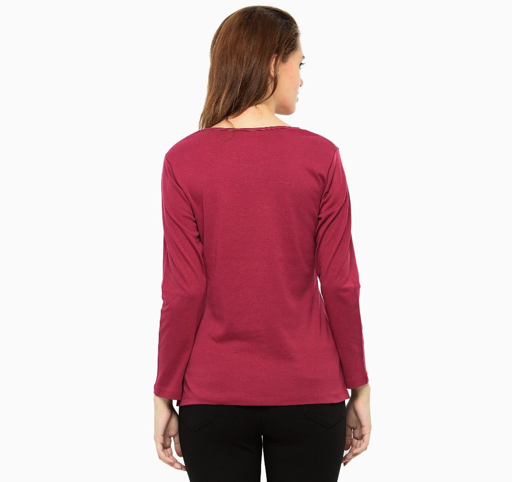 Picture of Frenchtrendz Cotton Interlock Fuchsia Full Sleeves Tops