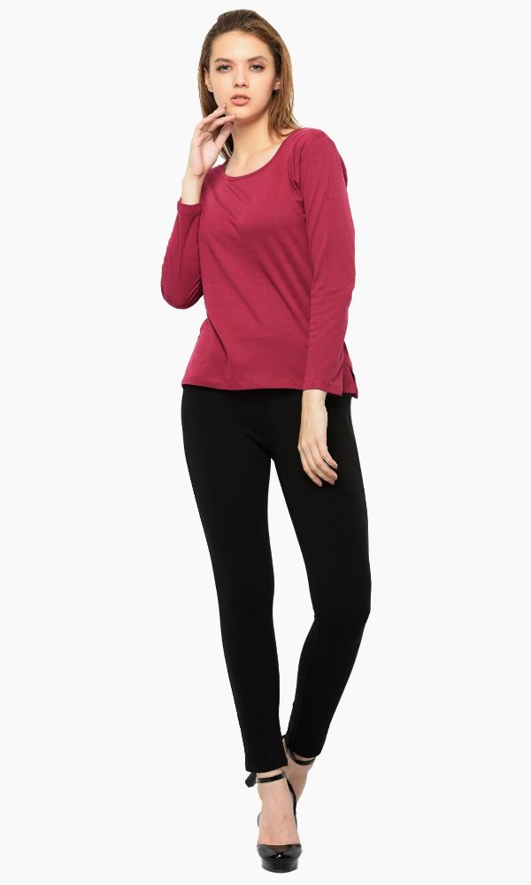 Picture of Frenchtrendz Cotton Interlock Fuchsia Full Sleeves Tops