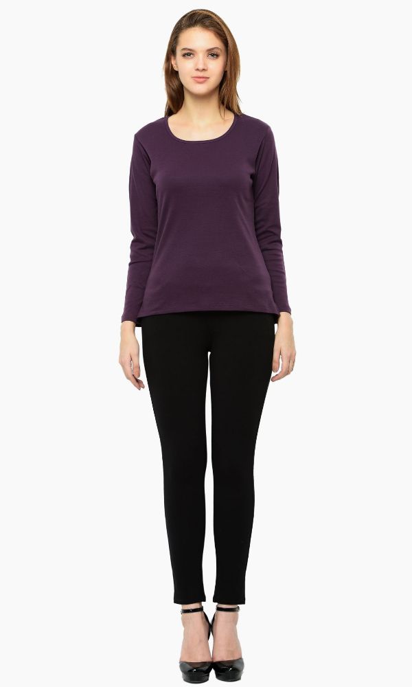 Picture of Frenchtrendz Cotton Interlock Purple Full Sleeves Tops
