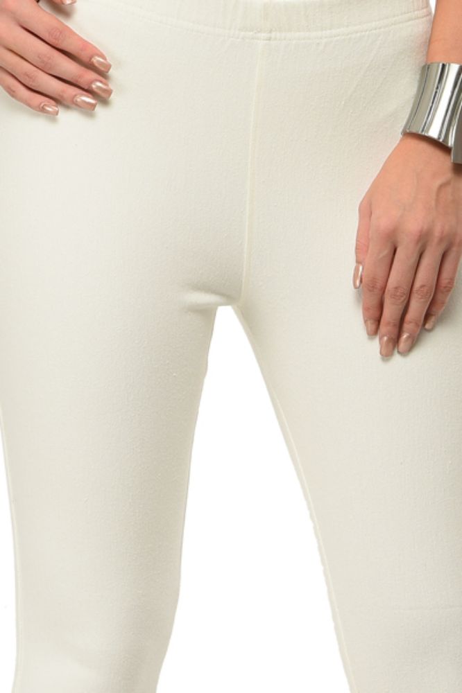 Picture of Frenchtrendz Cotton Modal Spandex Ivory Solid Jegging