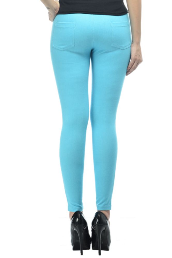 Picture of Frenchtrendz Cotton Spandex Turq Jeggings