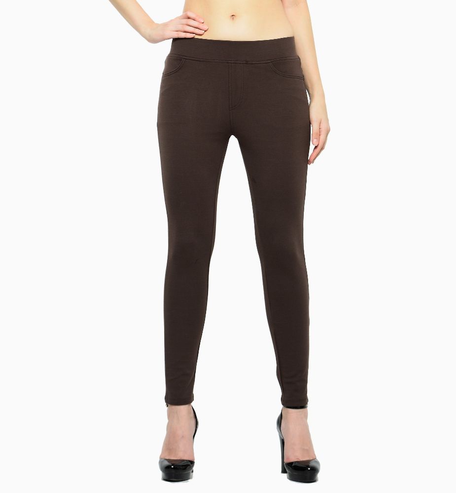 Picture of Frenchtrendz Cotton Poly Spandex  Brown Jeggings