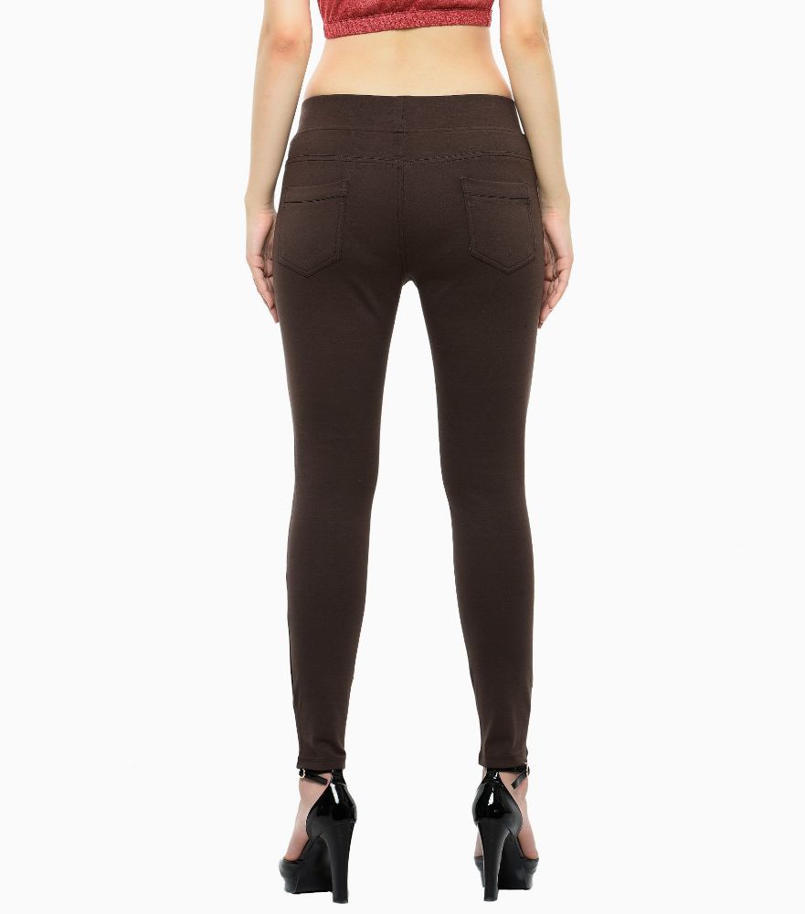 Picture of Frenchtrendz Cotton Poly Spandex  Brown Jeggings