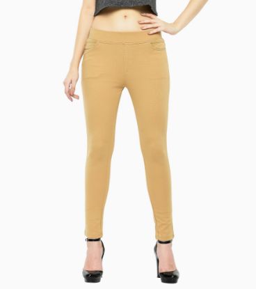 Picture of Frenchtrendz Cotton Poly Spandex  Beige Jeggings