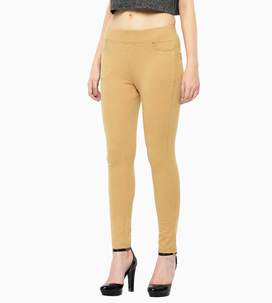 Picture of Frenchtrendz Cotton Poly Spandex  Beige Jeggings