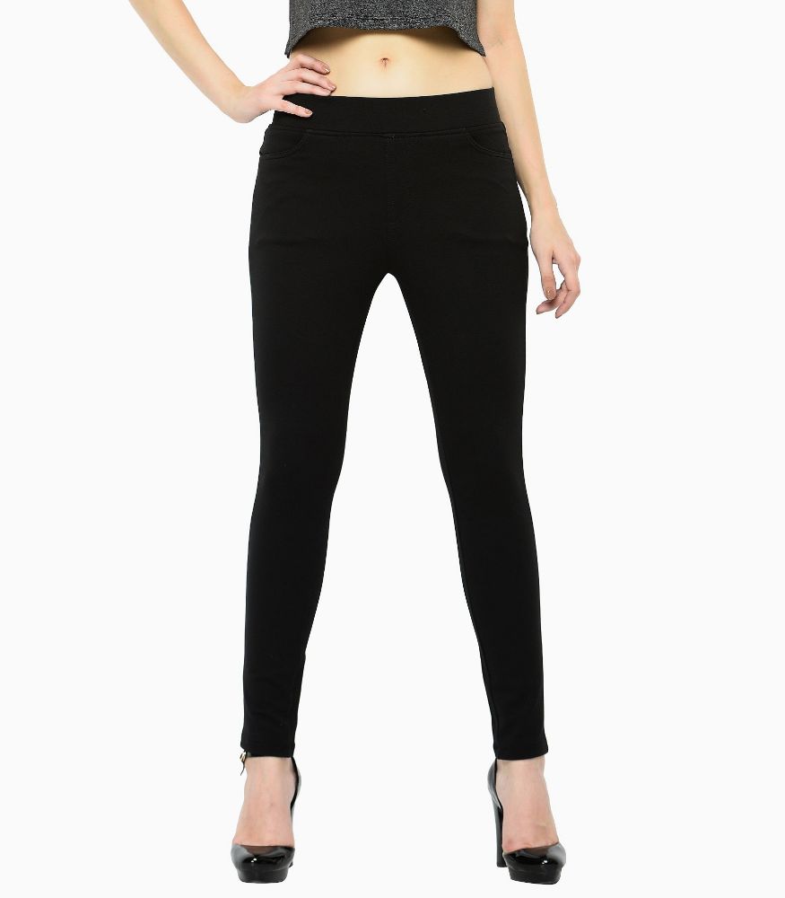 Picture of Frenchtrendz Cotton Poly Spandex  Black Jeggings