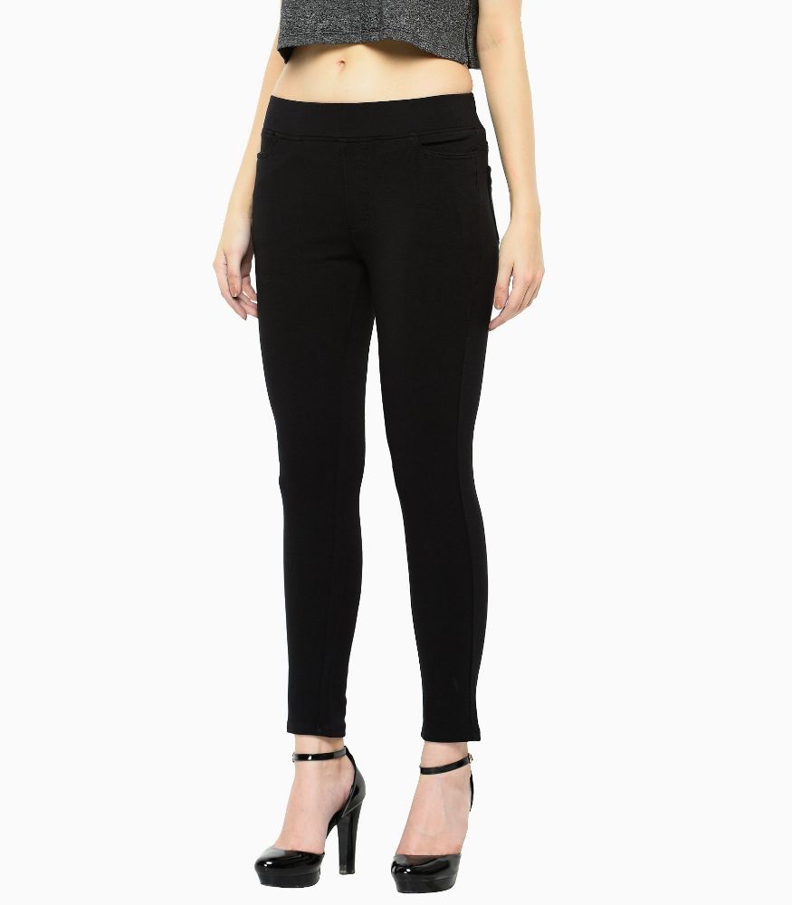 Picture of Frenchtrendz Cotton Poly Spandex Jet Black Jeggings