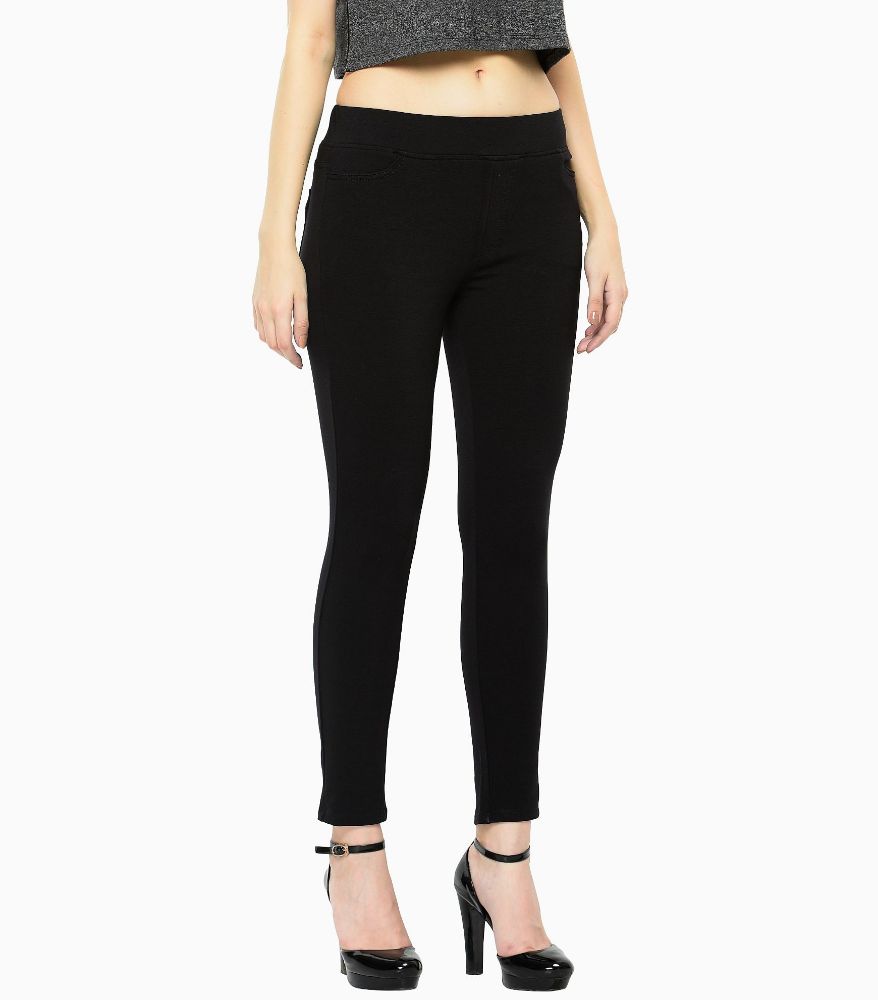 Picture of Frenchtrendz Cotton Poly Spandex Jet Black Jeggings