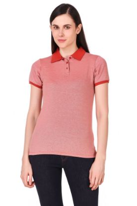 Picture of Frenchtrendz Cotton Spandex Rust Half Sleeve Polo T-Shirt