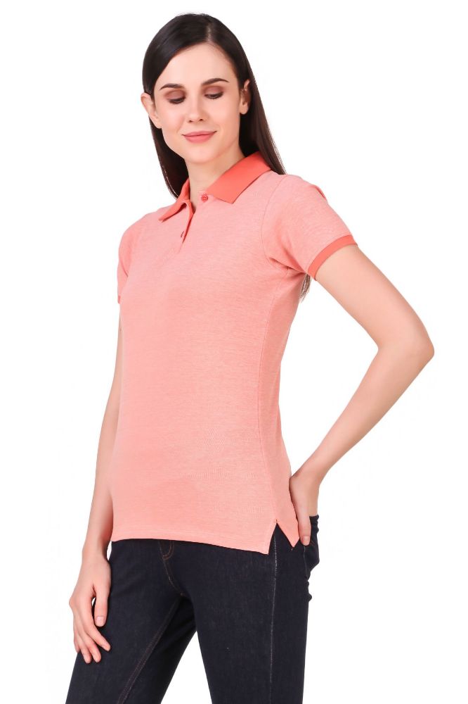 Picture of Frenchtrendz Cotton Spandex Coral Half Sleeve Polo T-Shirt