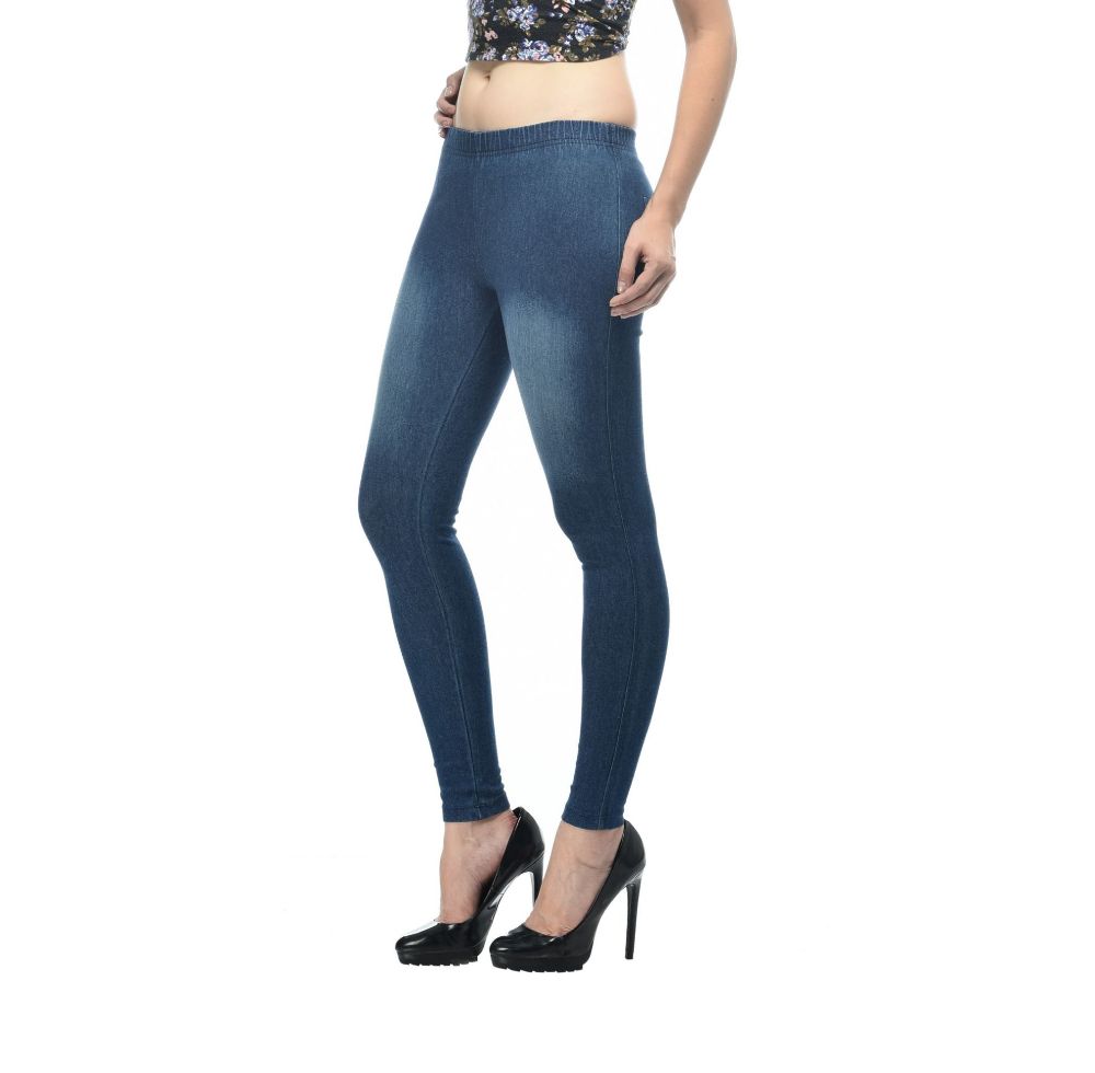 Picture of Frenchtrendz Cotton Modal Spandex Indigo Wash Denim Look Jeggings