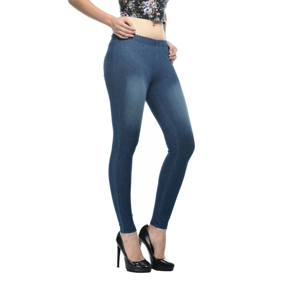 Picture of Frenchtrendz Cotton Modal Spandex Indigo Wash Denim Look Jeggings