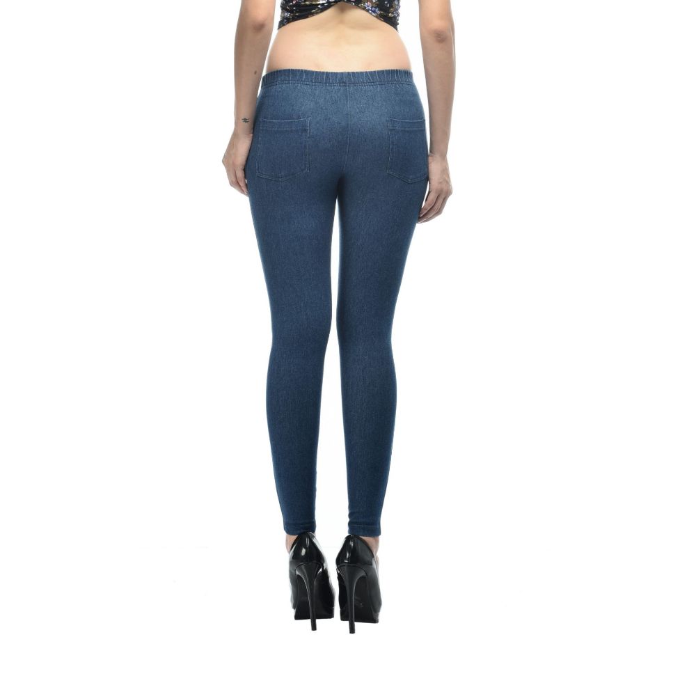 Picture of Frenchtrendz Cotton Modal Spandex Indigo Wash Denim Look Jeggings