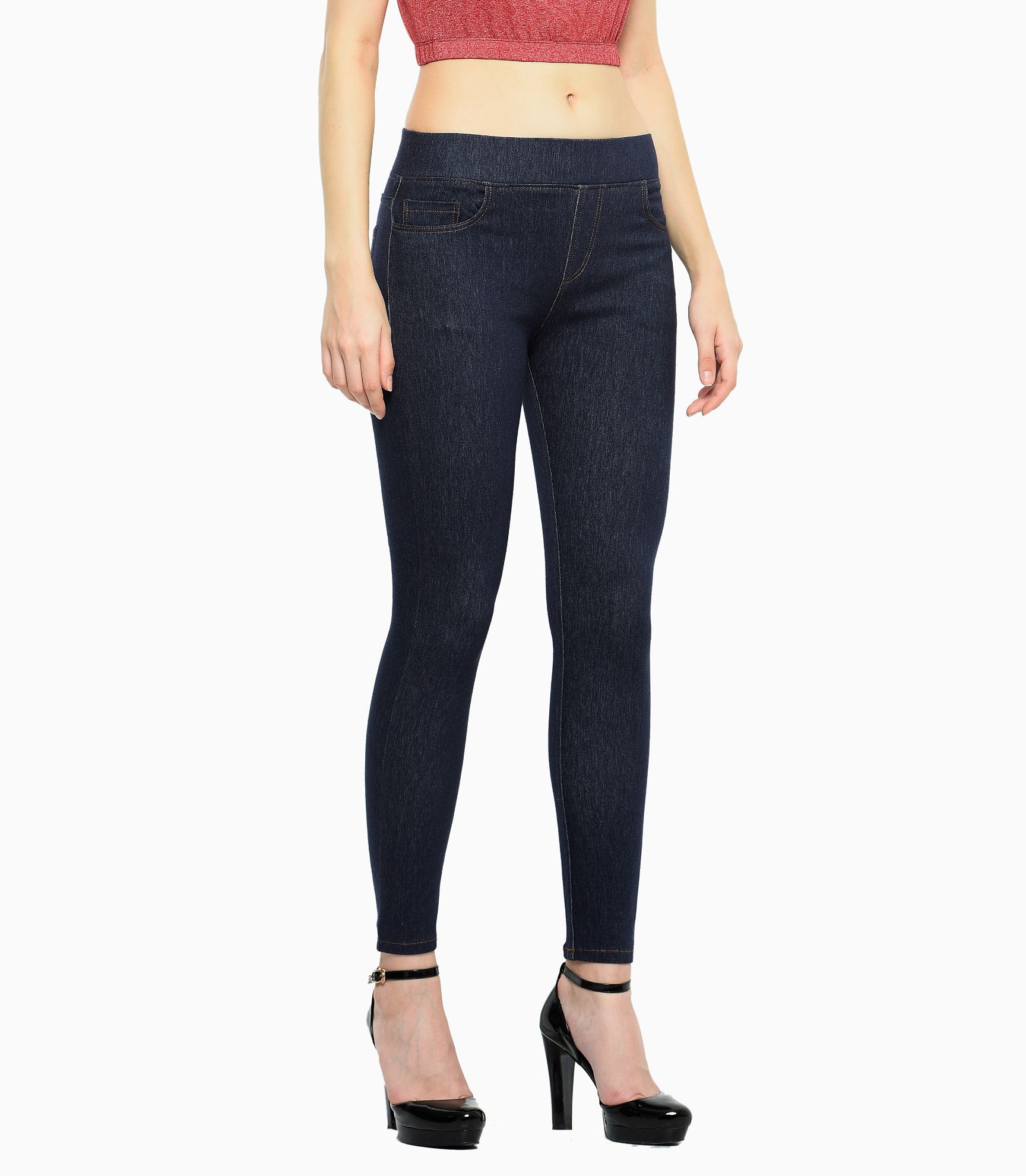 HugeStore Women Ladies Skinny Faux Demin Leggings Jeggings Stretch Pants  Pencil Jeans Tights Trousers Black,34W / 35L : Amazon.co.uk: Fashion
