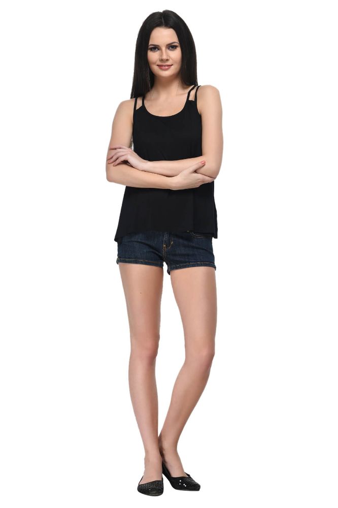 Picture of Frenchtrendz Viscose Black Double String Top