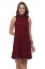 Picture of Frenchtrendz Poly Viscose Dark Maroon Mock Neck Bodycon Sleeveless Dress