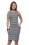 Picture of Frenchtrendz Viscose Spandex White Navy Boat Neck Stripe Pattern Dress