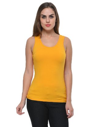 Picture of Frenchtrendz Cotton Spandex Mustard Medium Length Tank Tops
