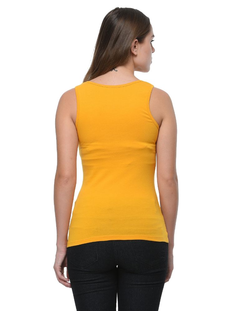 Picture of Frenchtrendz Cotton Spandex Mustard Medium Length Tank Tops