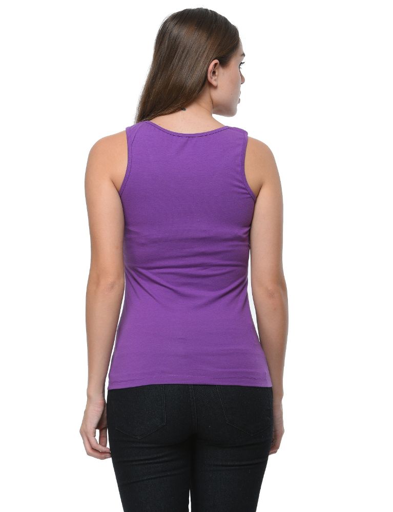 Picture of Frenchtrendz Cotton Spandex Light Purple Medium Length Tank Top