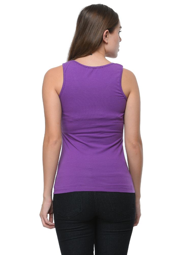 Picture of Frenchtrendz Cotton Spandex Light Purple Medium Length Tank Tops