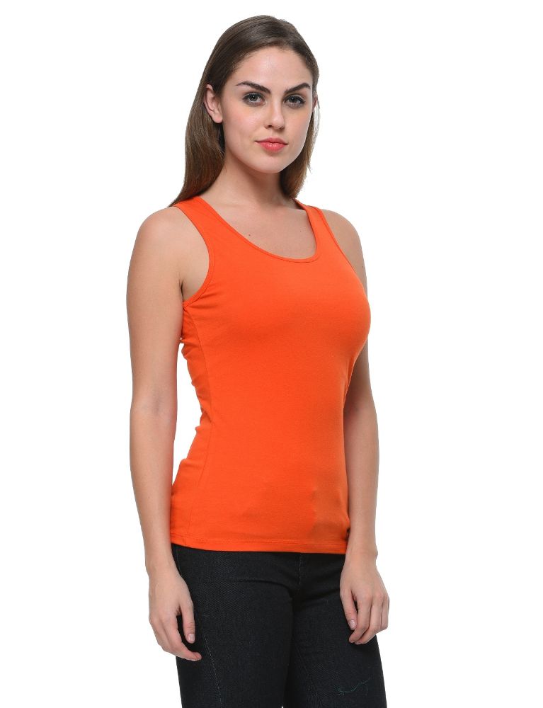 Picture of Frenchtrendz Cotton Spandex Rust Red Medium Length Tank Tops