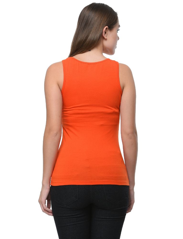 Picture of Frenchtrendz Cotton Spandex Rust Red Medium Length Tank Top