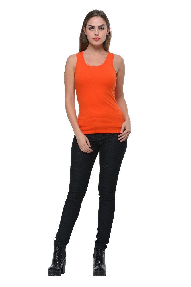 Picture of Frenchtrendz Cotton Spandex Rust Red Medium Length Tank Tops