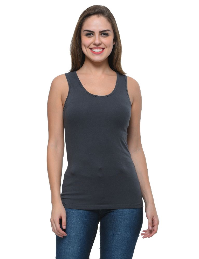 Picture of Frenchtrendz Cotton Spandex Slate Medium Length Tank Top