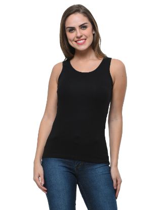 Picture of Frenchtrendz Cotton Spandex Black Medium Length Tank Tops