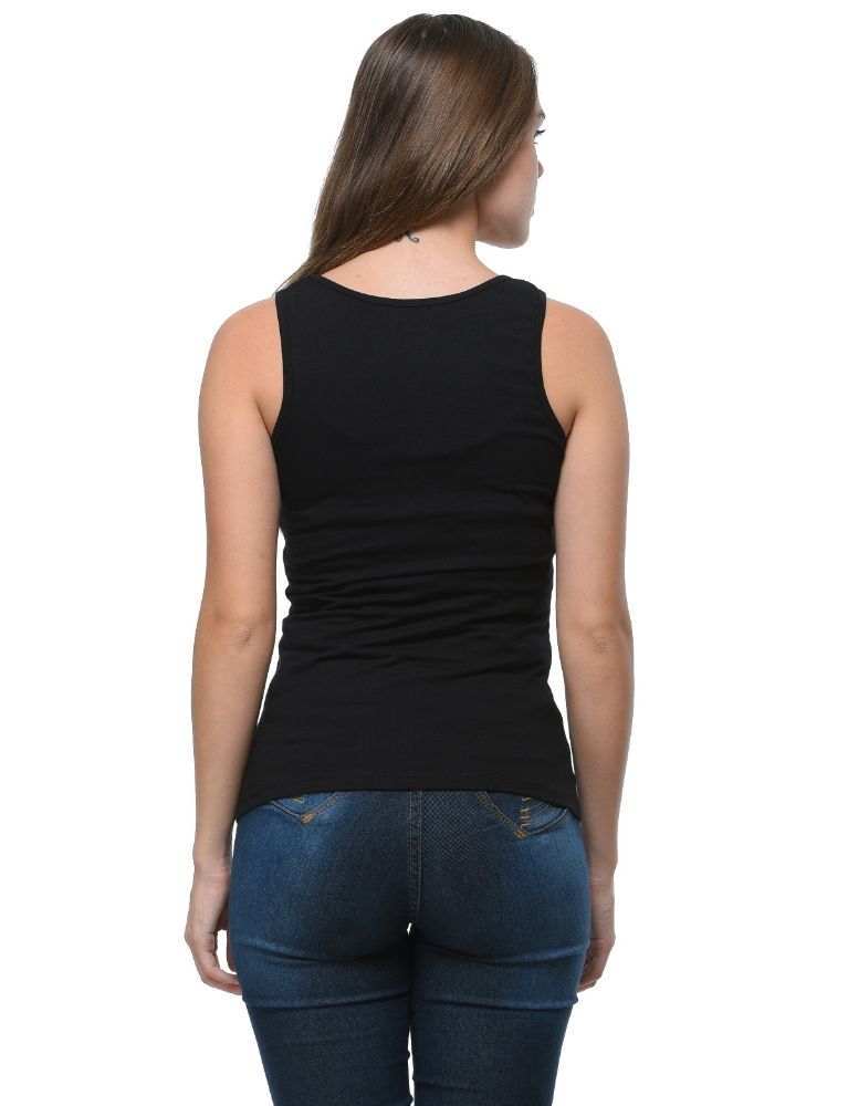 Picture of Frenchtrendz Cotton Spandex Black Medium Length Tank Tops