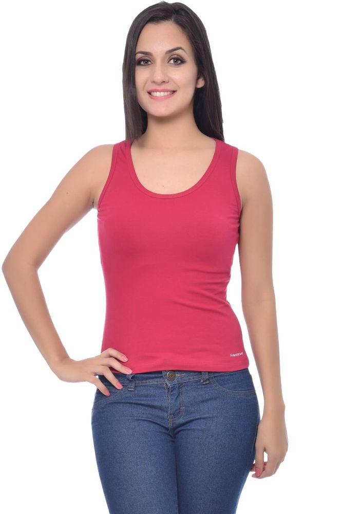 Picture of Frenchtrendz Cotton Spandex Pink Short Length Tank Tops