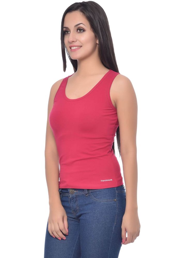 Picture of Frenchtrendz Cotton Spandex Pink Short Length Tank Top