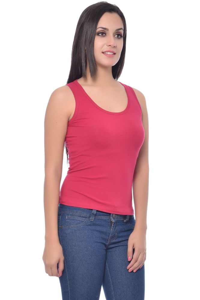 Picture of Frenchtrendz Cotton Spandex Pink Short Length Tank Tops